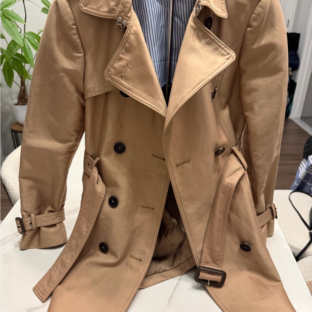 Zara Beige Double-Breasted Trench Coat - Picture 2 of 14